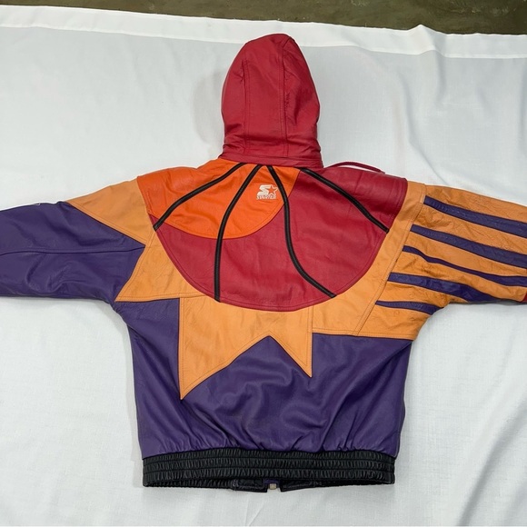 Vintage Starter Men’s size Medium Phoenix Suns Leather Hooded Jacket - Picture 9 of 17